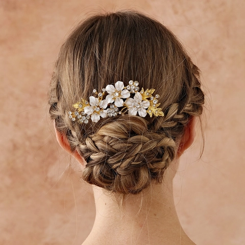 Vintage Legierung Blume Braut Haarkamm Handgemachte Strass Hochzeit Kopfschmuck Elegant Gold Silber Haarschmuck Für Damen