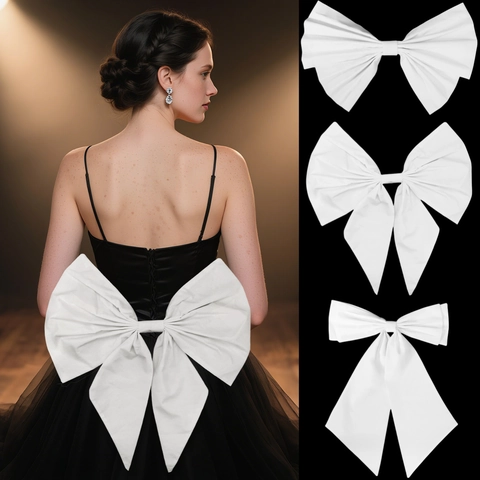 Elegante Broche de Lazo de Tela Blanco Sobredimensionado Accesorio de Decoración de Vestido de Novia Desmontable para Novias Estilismo Romántico
