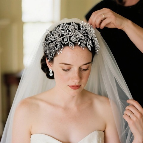 Luxurious Rhinestone Crystal Floral Bridal Headband Handmade Wedding Hair Vine Accessories For Women Party Evening Decoration