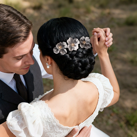 Sweet Cloth Flower U-Shaped Hair Sticks With Imitation Artificial Pearl Elegant Bridal Wedding Hair Pins For Women Hair Styling Tool