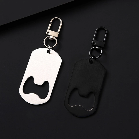 Roestvrij Staal Flesopener Sleutelhanger Geometrische Metalen Sleutelring Multifunctionele EDC Tool Draagbare Sleutelhanger Cadeau