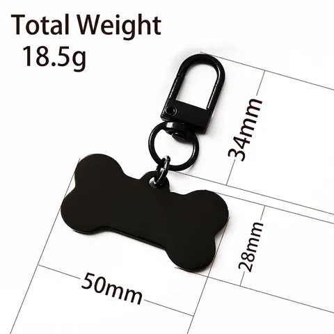 Bone Shaped Stainless Steel Pet ID Tag Plain Blank Metallic Dog Name Tag Pendant With Lobster Clasp Keychain Jewelry For Pets