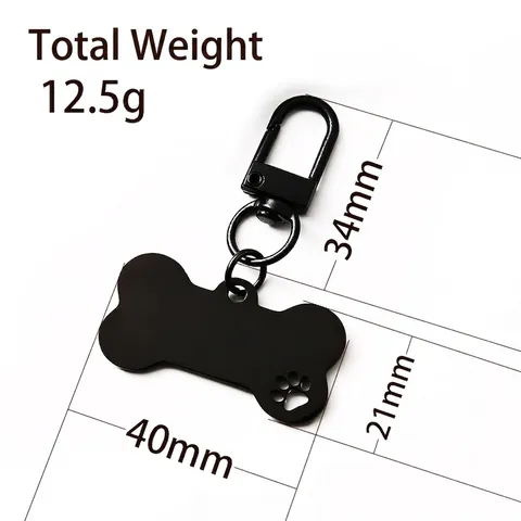 Stainless Steel Bone Shaped Pet ID Tag Keychain With Hollow Paw Print Pattern Electroplated Metal Dog Tag For Cats Dogs