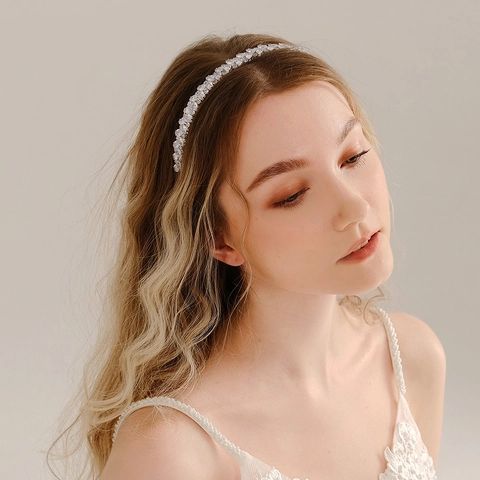 French Retro Water Drop Zirconia Headband Light Luxury Elegant Bridal Hair Accessories For Wedding Banquet Party Women Hair Jewelry