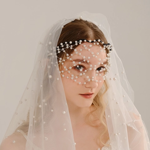 Cerchietto Vintage in Maglia con Künstliche Perle d'Imitazione Intrecciato a Mano Elegante Accessorio per Capelli Sposa per Donna Festa