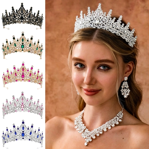 Luxuriöse Barock Legierung Strass Krone Tiara Für Damen Vintage Hohl Braut Kopfschmuck Für Hochzeit Geburtstag Party Haarschmuck