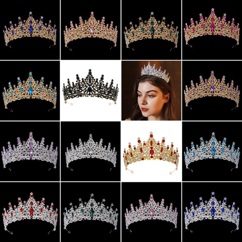 Luxuriöse Barock Legierung Strass Krone Tiara Für Damen Vintage Hohl Braut Kopfschmuck Für Hochzeit Geburtstag Party Haarschmuck