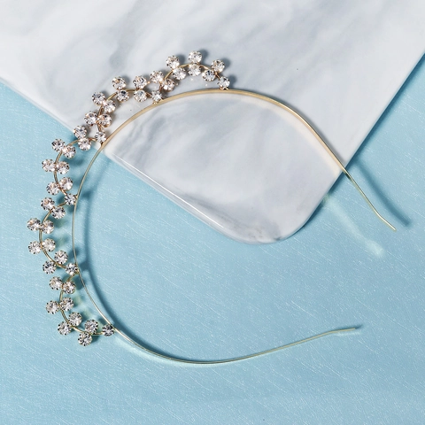 Elegante Cerchietto Doppio Strato con Fiori di Strass Oro Lega Cerchietto per Capelli per Donna Matrimonio Festa Accessori Capelli