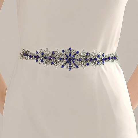 Luxe Strass Bruidsriem Voor Trouwjurk Satijnen Lint Sjerp Met Bloemen Bladpatroon Handgemaakte Jurk Accessoires Voor Vrouwen