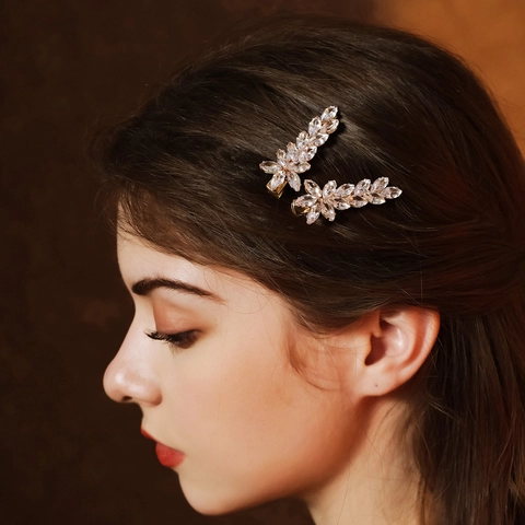 Koreanischer Stil Elegant Weizenähre Zirkonia Haarklammer Für Damen Hochzeit Süß Legierung Entenschnabelclip Haarschmuck