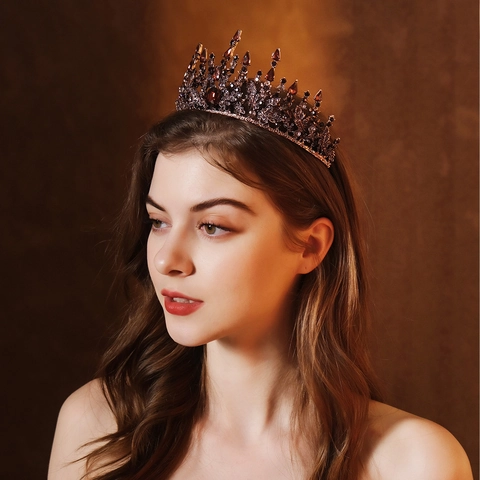 Vintage Barock Lila Strass Hochzeit Krone Luxuriöse Legierung Tiara Für Braut Party Geburtstag Königin Kopfschmuck Schmuck