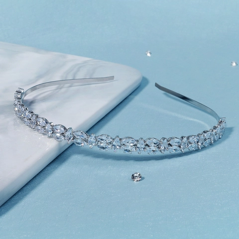 Elegante Cerchietto in Zirconia Argento Cerchietto con Intarsio a Fila Luccicante Accessori Capelli Moda per Donna Matrimonio Festa
