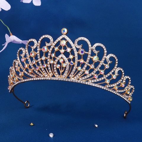 Corona da Sposa Vintage Barocca Lussuoso Diadema in Strass Accessori per Capelli da Sposa in Lega per Donna Festa