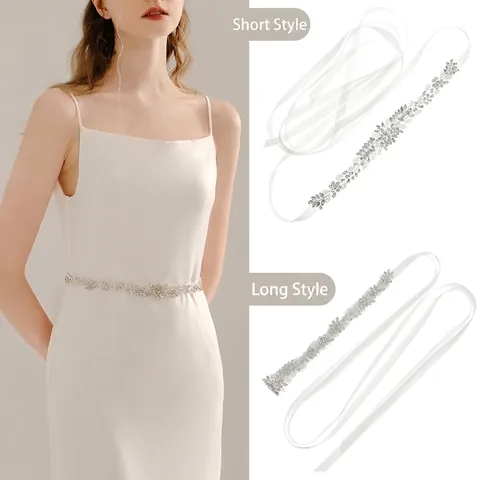 Eleganter Braut Gürtel Mit Strass Für Damen Weißer Satin Gürtel Handgenäht Kristall Ranke Blume Hochzeit Gürtel Für Kleid Party