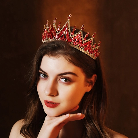 Luxus Retro Legierung Strass Brautkrone Tiara Für Damen Hochzeit Party Festzug Zubehör Gold Silber Königin Kopfschmuck