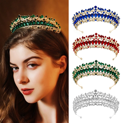 Luxuriöse Legierung Strass Tiara Krone Für Damen Vintage Bunte Kristall Hochzeit Geburtstag Party Braut Haarschmuck