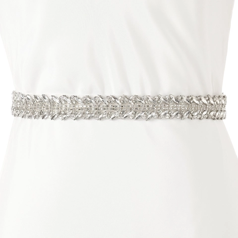 Luxury Rhinestone Bridal Belt Elegant Crystal Leaf Wedding Sash Hand Sewn Ribbon Waistband For Gowns Women Accessories