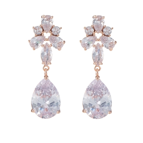 Luxury Teardrop Zirconia Drop Earrings Elegant Alloy Crystal Inlaid Jewelry For Women Wedding Party Prom Daily Fashion Accessory