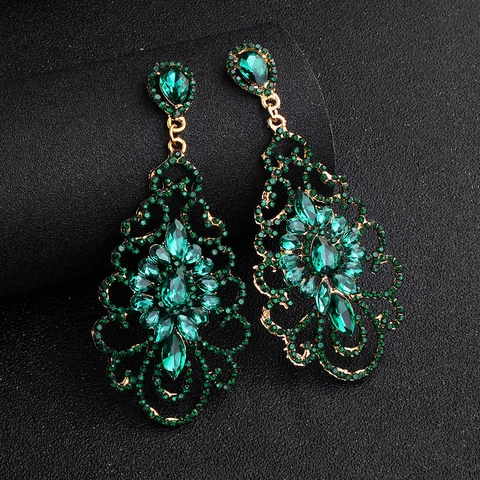 Vintage Luxus Legierung Strass Wassertropfen Ohrringe Für Damen Retro Ausgehöhlte Kronleuchter Ohrringe Hochzeit Party Schmuck