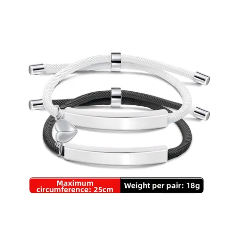Edelstahl Magnetische Herz Paar Armband Paar Handgewebt Geflochtenes Seil Minimalistisch Liebhaber Schmuck Romantisches Geschenk
