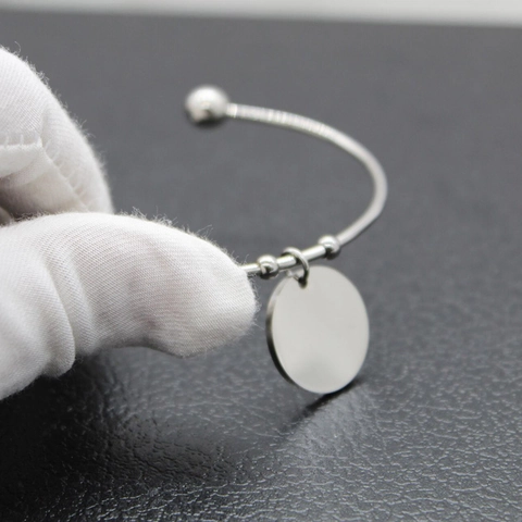 Stainless Steel Open Bangle Cuff Bracelet With Round Heart Pendant Blank For Laser DIY Minimalist Fashion Jewelry Gift
