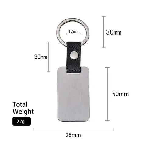 Portachiavi in Pelle e Acciaio Inossidabile Minimalista Rettangolo Incisione Laser DIY Portachiavi in Metallo Grezzo per Uomo Donna Regalo