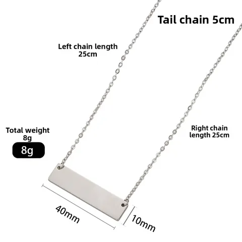 Minimalist Stainless Steel Horizontal Bar Pendant Necklace For Unisex Gold Silver Rose Gold Black Blank Bar Necklace Jewelry Gift