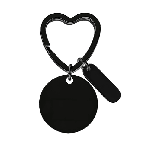 Llavero de Acero Inoxidable con Forma de Corazón y Charm Redondo en Blanco Grabado DIY Accesorios de Llavero de Metal Personalizados