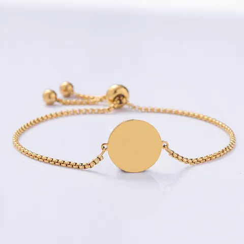 Bracelet Bolo Réglable en Acier Inoxydable pour Femmes Minimaliste Pendentif Disque Rond Bracelet Chaîne Bijoux Cadeau