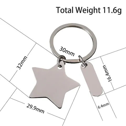 Minimalistischer Edelstahl Sternanhänger Schlüsselanhänger Poliertes Metall Ovaler Anhänger Schlüsselring Für Auto Hausschlüssel Unisex Geschenk