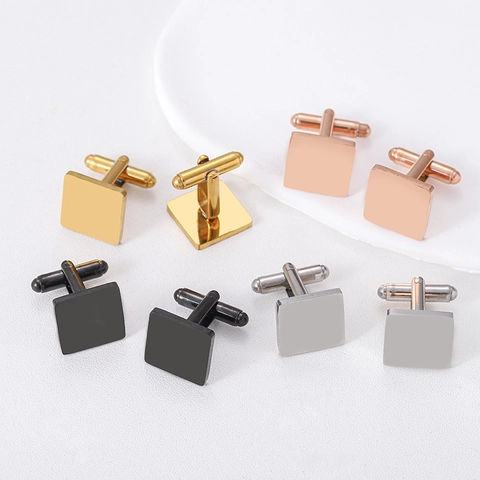 Gemelos Cuadrados de Acero Inoxidable Minimalistas para Hombre Pulido Geométrico Negocios Camisa Formal Traje Joyería de Moda Boda