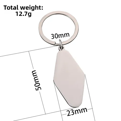 Stainless Steel Diamond Shaped Blank Keychain Engravable Metal Key Ring Geometric Hotel Tag Style For Gift Personalization
