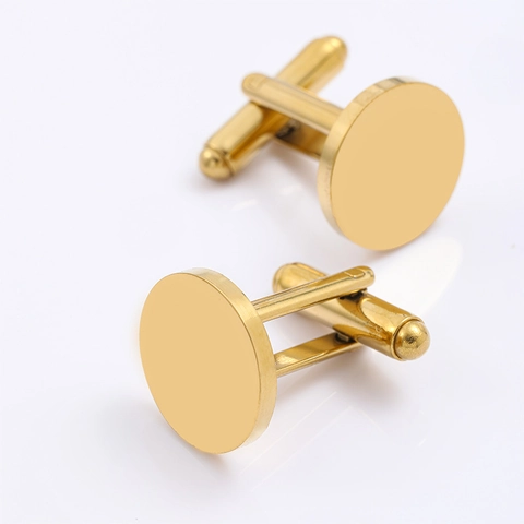 Gemelos de Hombre Minimalistas de Acero Inoxidable Lisos Geométricos Redondos Cuadrados Octogonales Ovalados Negocios