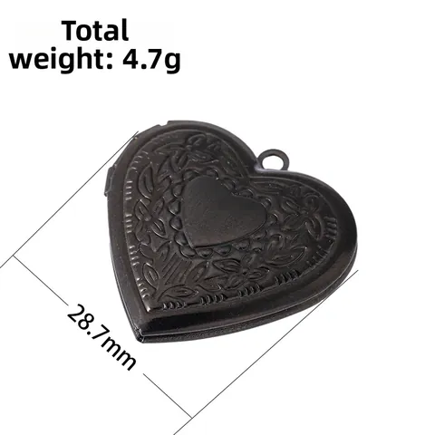 Stainless Steel Heart Pattern Photo Locket Necklace Vintage Minimalist Memorial Jewelry For Women Opening Pendant Gift