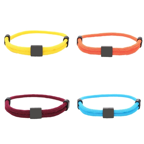 Minimalist Stainless Steel Square Charm Braided Rope Bracelet For Women Men Adjustable Woven Cord Bracelet Fashion Jewelry