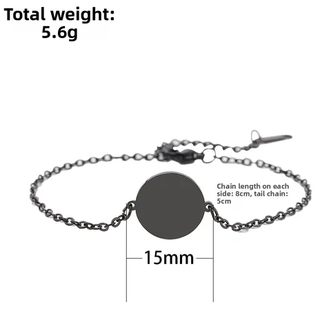 Minimalistische Roestvrij Stalen Armband Met Ronde Tag Voor Dames Goud Roségoud Zilver Zwart Blanco DIY Sieraden Cadeau