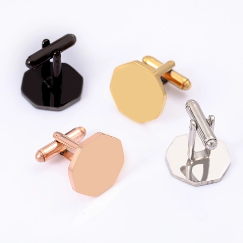 Herren Achteck Manschettenknöpfe Edelstahl 18mm Poliert Hemd Manschettenknöpfe Silber Schwarz Gold Roségold Business Schmuck