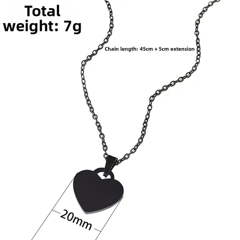 Minimalist Stainless Steel Heart Pendant Necklace For Women Elegant Blank Metal Plate Charm Choker Fashion Jewelry Gift