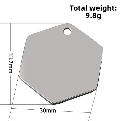 Minimalistischer Edelstahl Sechseck Rohling Anhänger Für DIY Schmuckmaterial Haustier ID Marke Schlüsselanhänger Glatt Metall