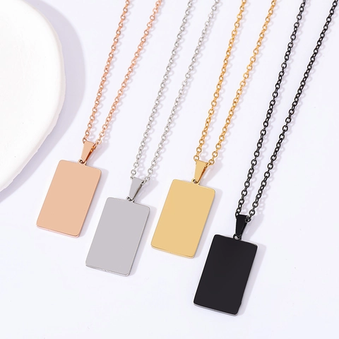 Minimalistische Roestvrijstalen Rechthoekige Staaf Hanger Ketting Voor Vrouwen Mannen Goud Zwart Zilver Roségoud Geometrische Blanco Metalen Dog Tag Sieraden Cadeau