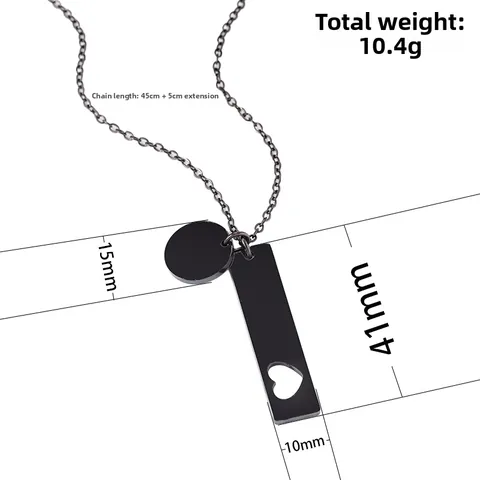 Stainless Steel Heart Cutout Rectangle And Round Pendant Necklace Minimalist Geometric Cross Chain Necklace For Women Jewelry