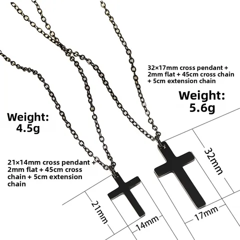 Stainless Steel Cross Pendant Necklace For Women Men Minimalist Polished Religious Jewelry Accessory Plain Cross Chain