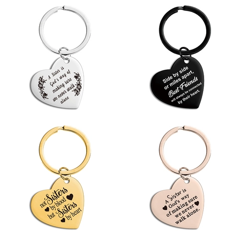 Edelstahl Herzförmiger Schlüsselanhänger Mit Inspirierendem Zitat Für Schwestern Beste Freunde Freundschaft Gedenkgeschenk Schlüsselring