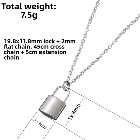 Stainless Steel Padlock Pendant Necklace For Women Men Gold Silver Black Rose Gold Lock Charm Cross Chain Minimalist Jewelry Gift