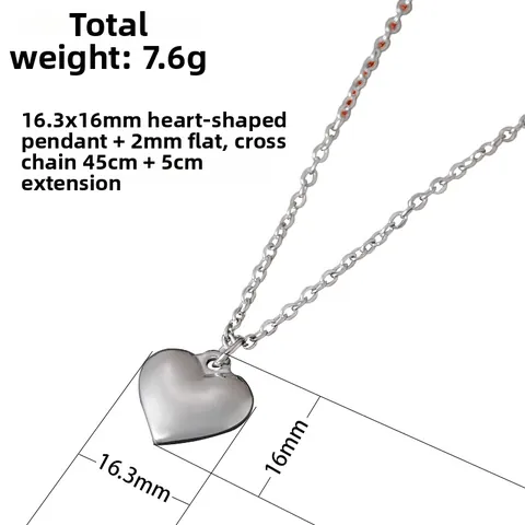 Collar con Colgante de Corazón de Acero Inoxidable Unisex Oro Plata Negro Oro Rosa Joyería Minimalista Cadena de Cruz Regalo