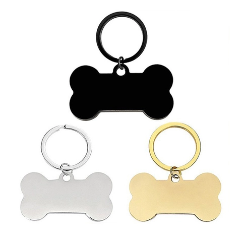 Bone Shaped Stainless Steel Pet ID Tag Blank Metal Keychain For Dogs Cats Personal Identification Blank Material Gift