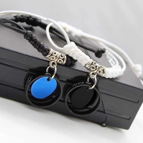 Stainless Steel Forever Love Heart Round Pendant Braided Wax Rope Matching Bracelet Necklace Jewelry Gift For Couples Lovers