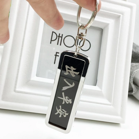 Edelstahl Rechteckiger Schlüsselanhänger Lasergravur Metall Blank Tag DIY Schlüsselring Mit Strass Schwarz Schmuck Für Auto