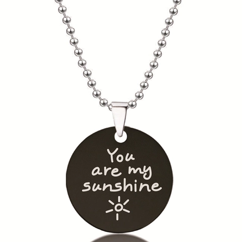 Inspirerende Gegraveerde Ronde Hanger Ketting Roestvrij Staal Zwart Zilver Bolletjesketting Mode Unisex Sieraden Cadeau