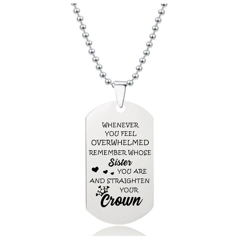 Roestvrij Stalen Dog Tag Halsketting Gegraveerde Inspirerende Boodschap Hanger Voor Vader Zoon Dochter Verjaardag Kerstcadeau